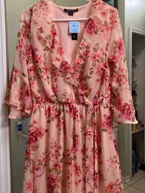 MIDI wrap dress party New Look Blush Pink Floral size L
